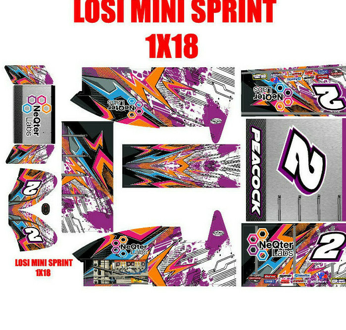 losi mini sprint, slider 1/18  wrap kit decal scribbles  THEME