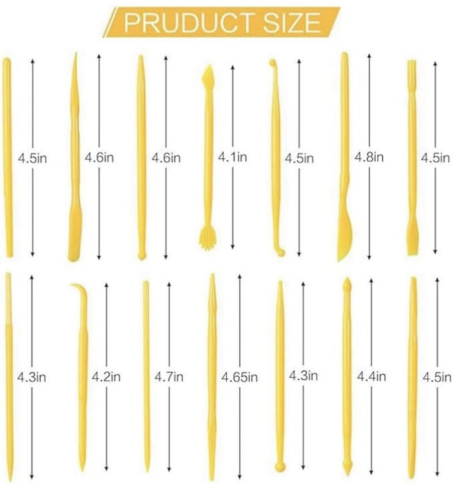 Clay Tools 14 Piece Set of Plastic Clay Pottery Tools - A0009