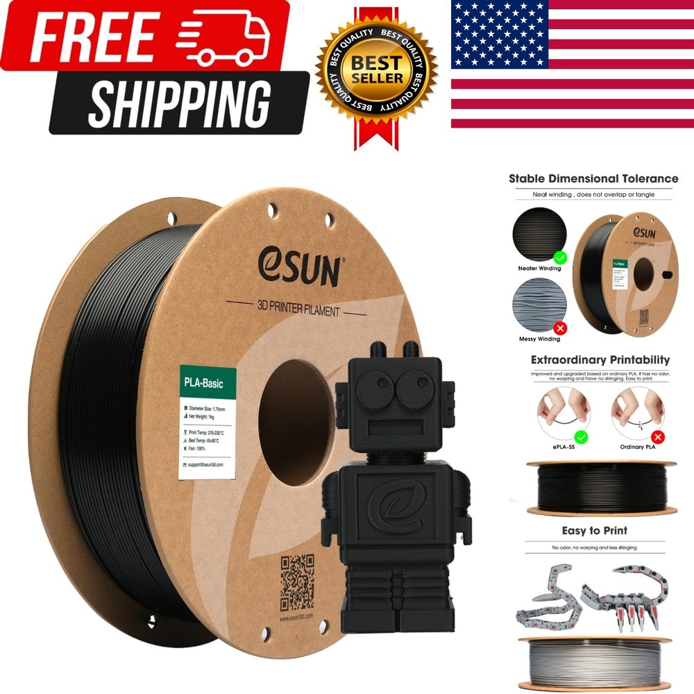 eSUN PLA Basic Filament 1.75mm, 3D Printer Filament High Speed PLA for Fast Prin