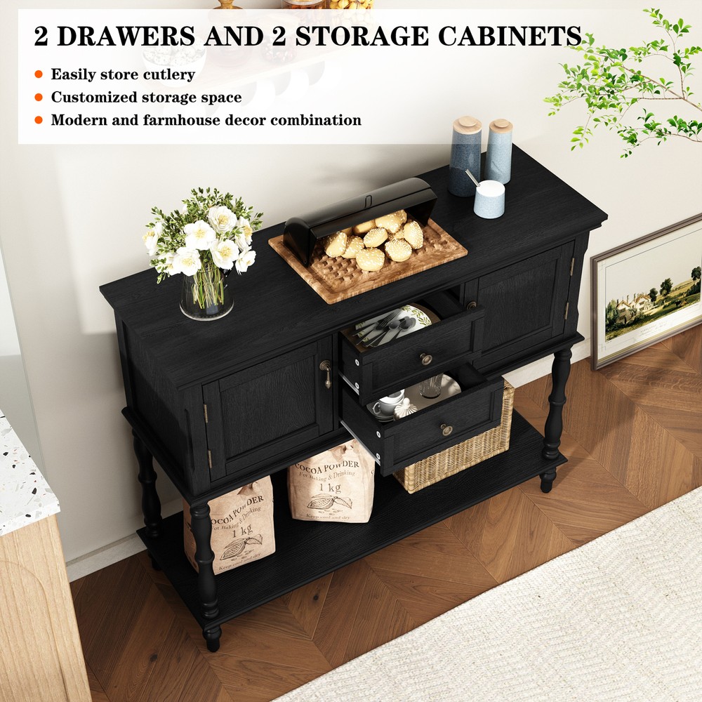 Sideboard Storage Dining Buffet Cabinet Console Table with Shelf&Drawers Black