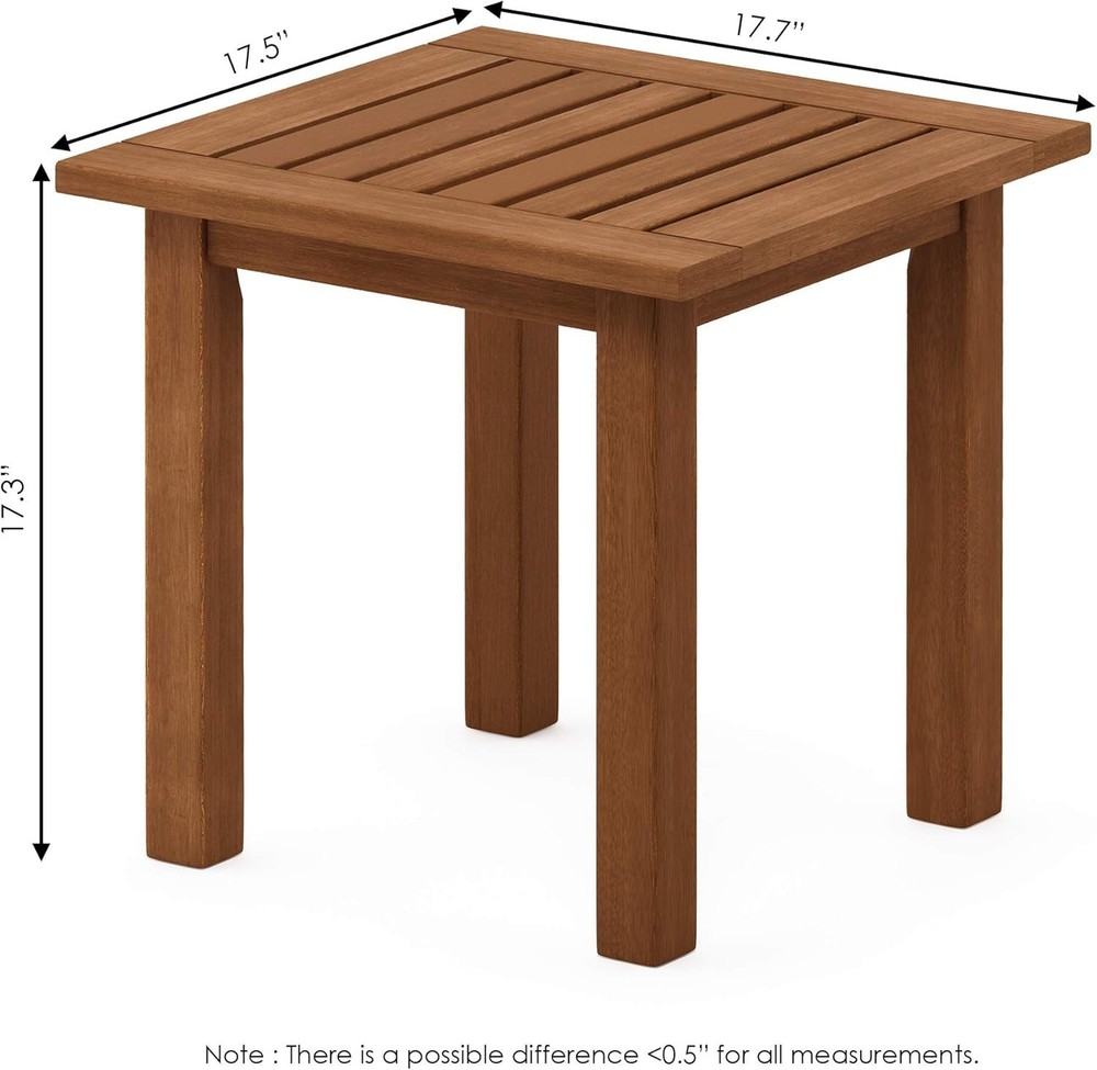 Durable Teak-Finished Square Outdoor End Table - Compact & Stylish Design