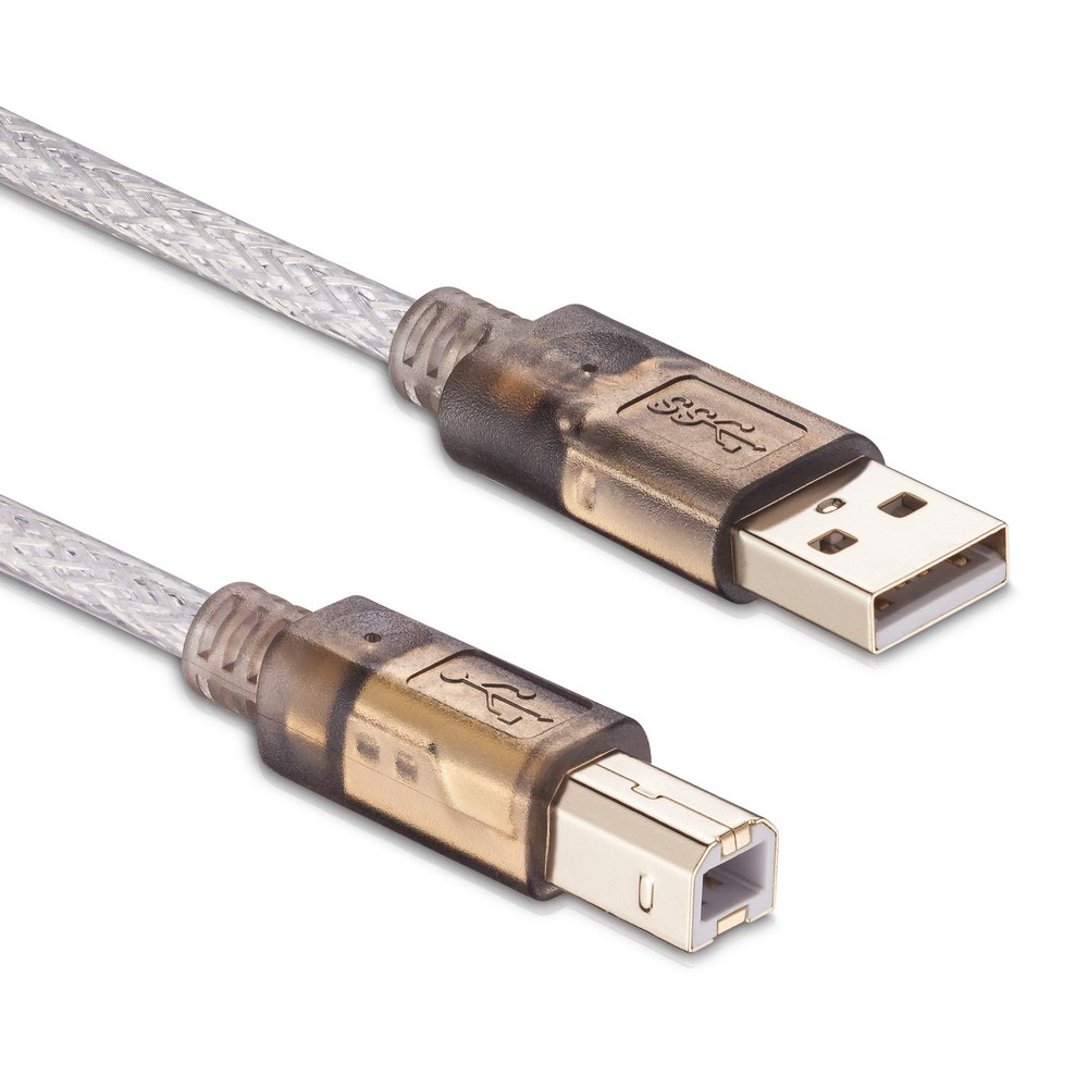 Printer Cable 20Ft,2.0 Scanner ['20 Ft/6M'], Translucent silver