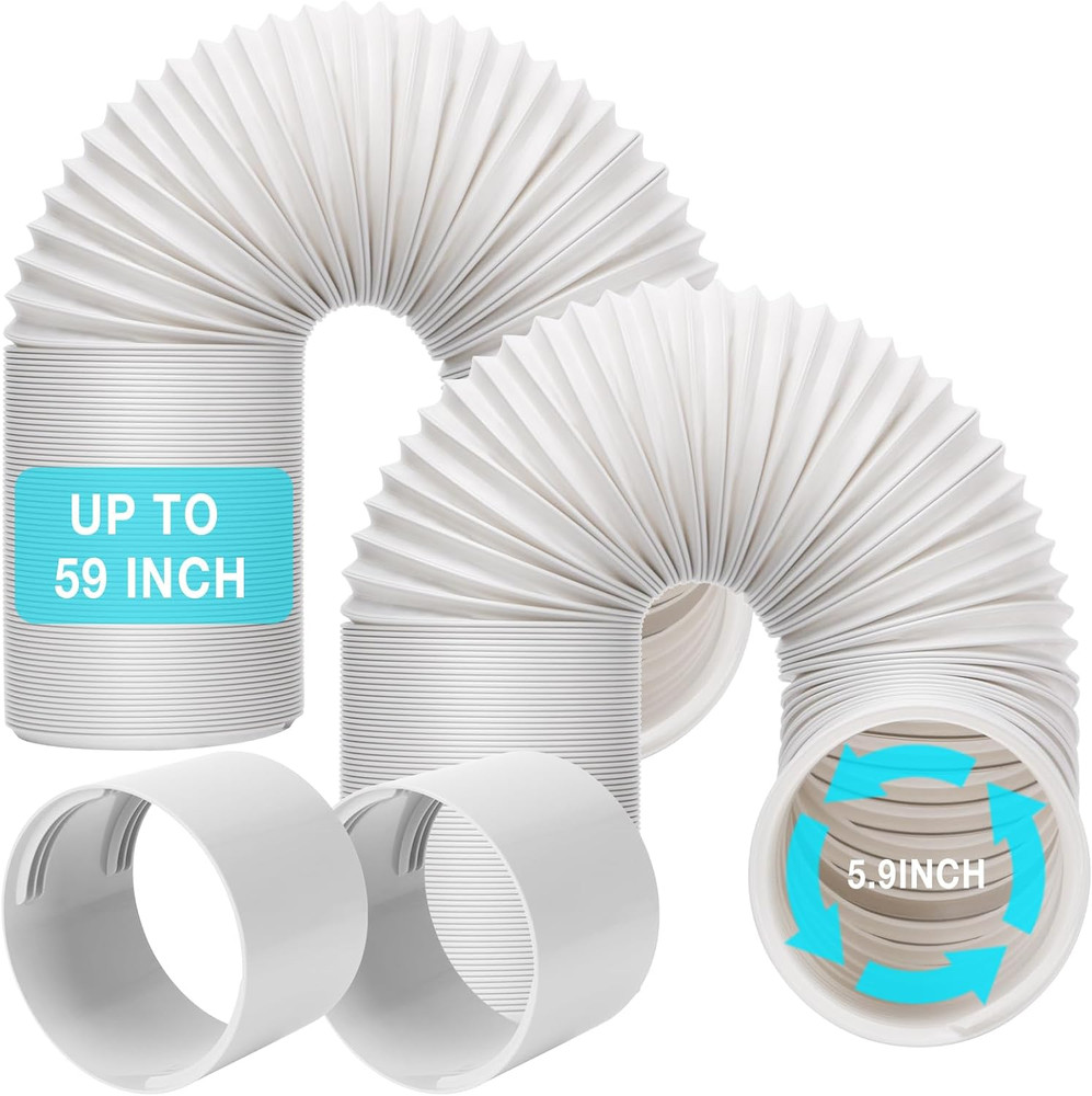 2 Pack Portable Air Conditioner Hose with Coupler 5.9 Inch AC Exhaust Vent Duct