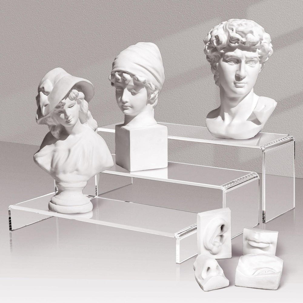 LFTYTUO 1 Set Large Acrylic Clear Display Risers, 3 Sizes 12" Rectangular Sho...