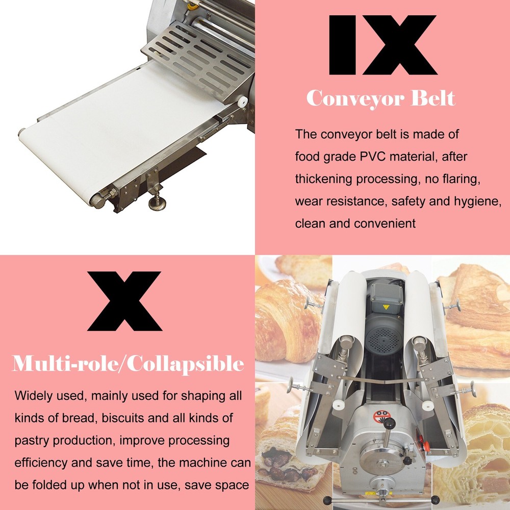 Commercial 110V Dough Sheeter Dough Roller Folding Table Type Pastry Machine