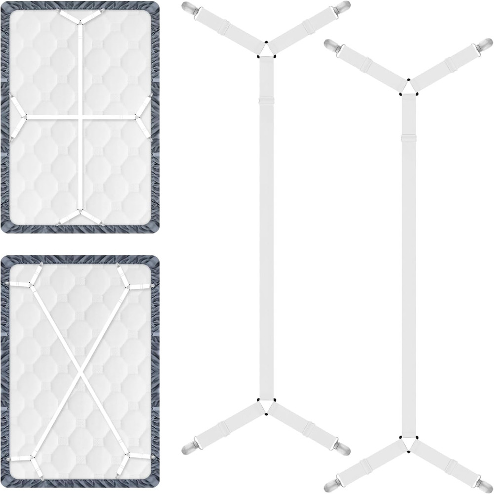 Bed Sheet Straps, 2Pcs Elastic Adjustable Bed Sheet Holder Straps, Fitted Sheet