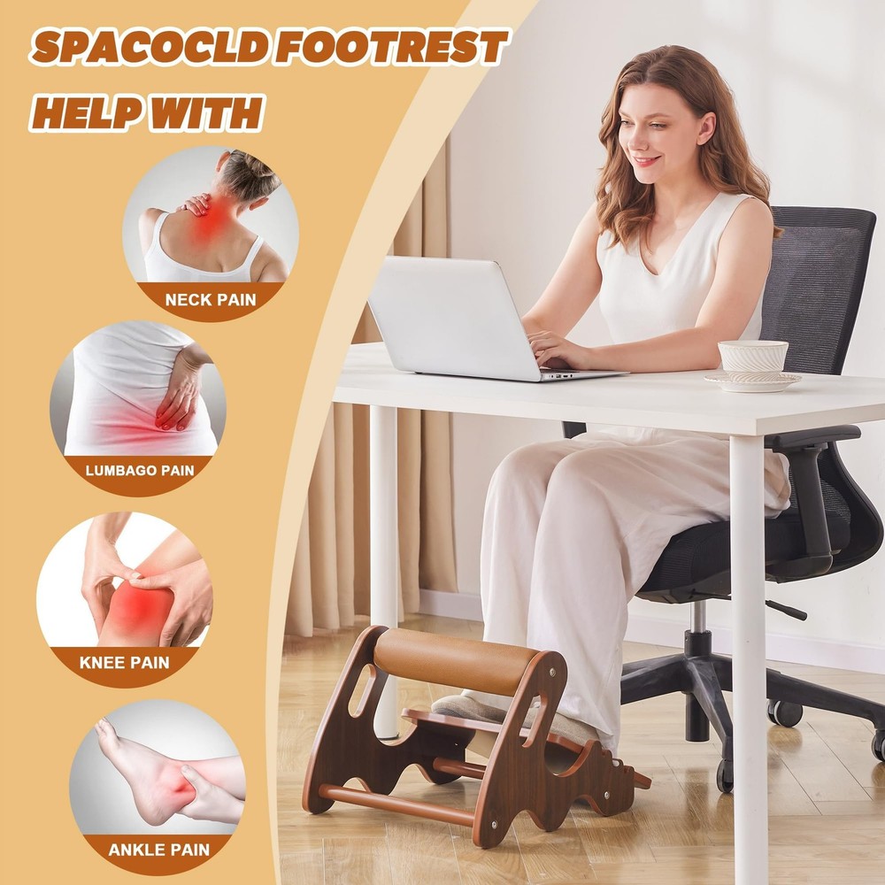 Spacocld Adjustable Rocking Foot Rest Stool Under Desk at Work - Ergonomic