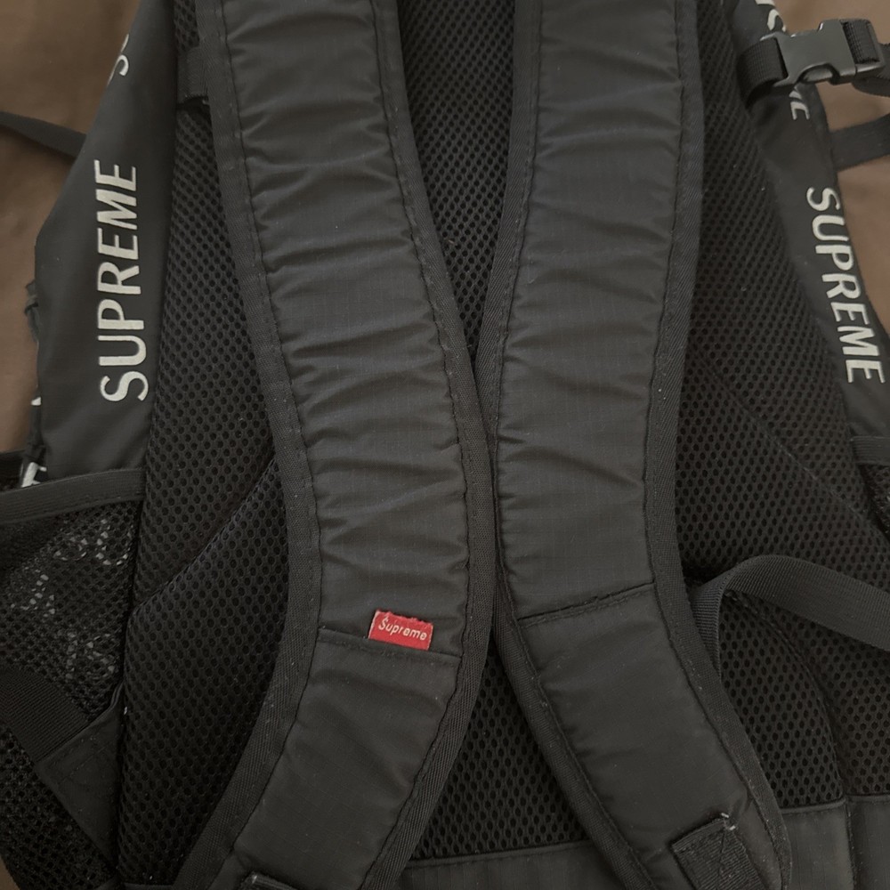 Supreme FW16 3M Reflective Logo Repeat Black Backpack