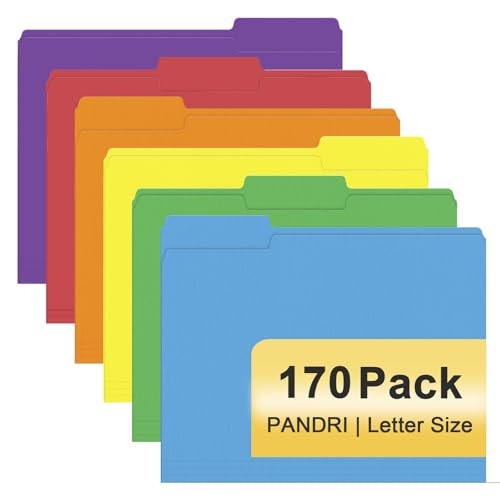 File Folder,  170 Pack Colored File Folder, 1/3 Cut Tabs, Letter Size,