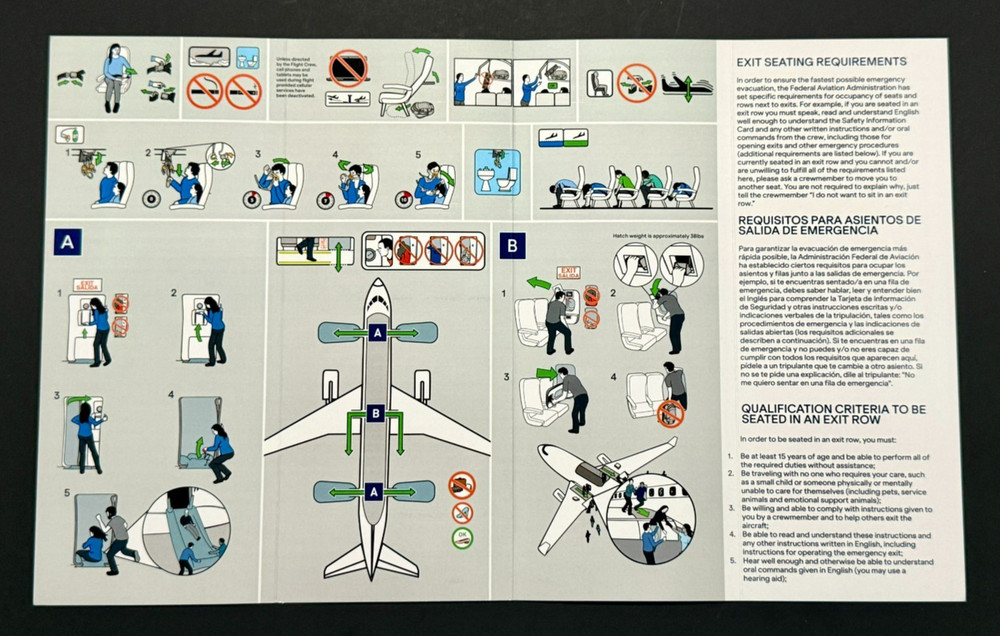Jetblue Embraer E190 Safety Card - 5/21