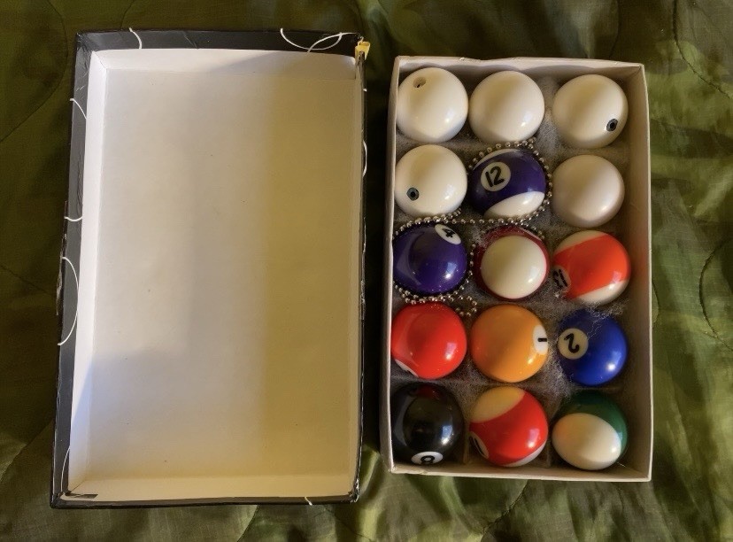 15 Count Mini Billiard Ball Set in Original Box