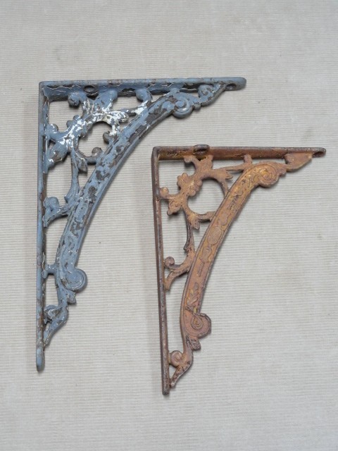 Victorian Cast Iron Shelf Brackets Same Pattern Different Size Original 'D'