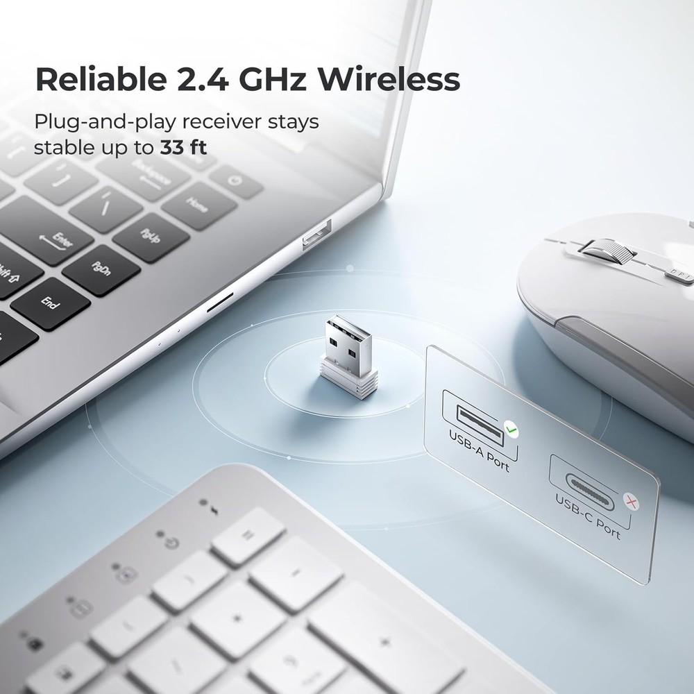 Wireless Keyboard and Mouse Combo Set for Apple Mac, Slim Size