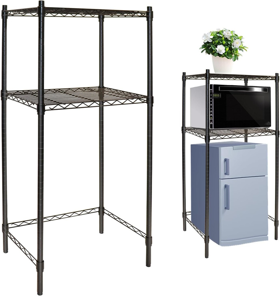 Mini Fridge Shelf，Over Mini Fridge Storage and Microwave Stand, Multi-Purpose Mi