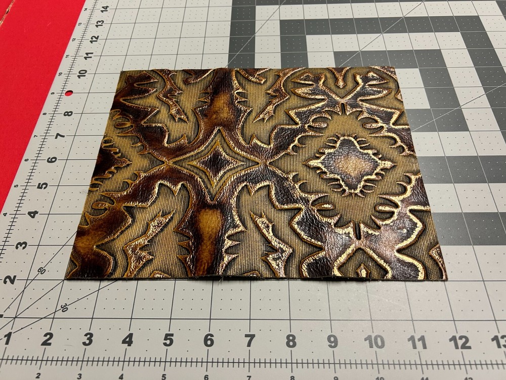 Embossed Leather Laredo Brandy Gilded, Custom Cuts, Leather Sheets Emboss