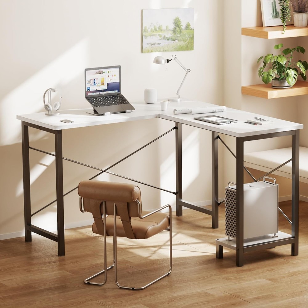 L Shaped Desk Gaming Computer Desks Corner Office Table W/ CPU Shelf Home Study