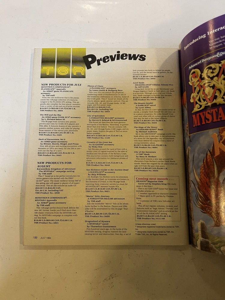 TSR: Dragon Magazine: Issue 207
