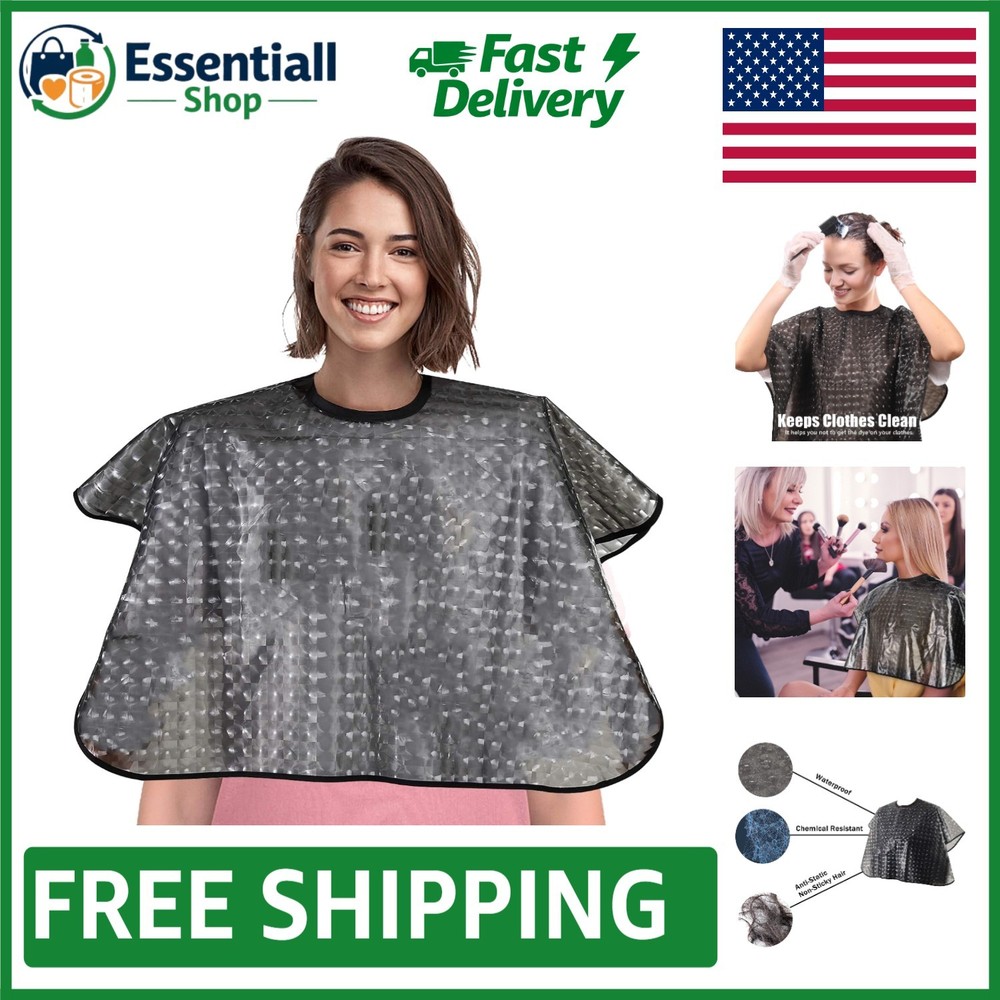 Adjustable Waterproof Hair Coloring Cape - Lightweight Black Styling Tool