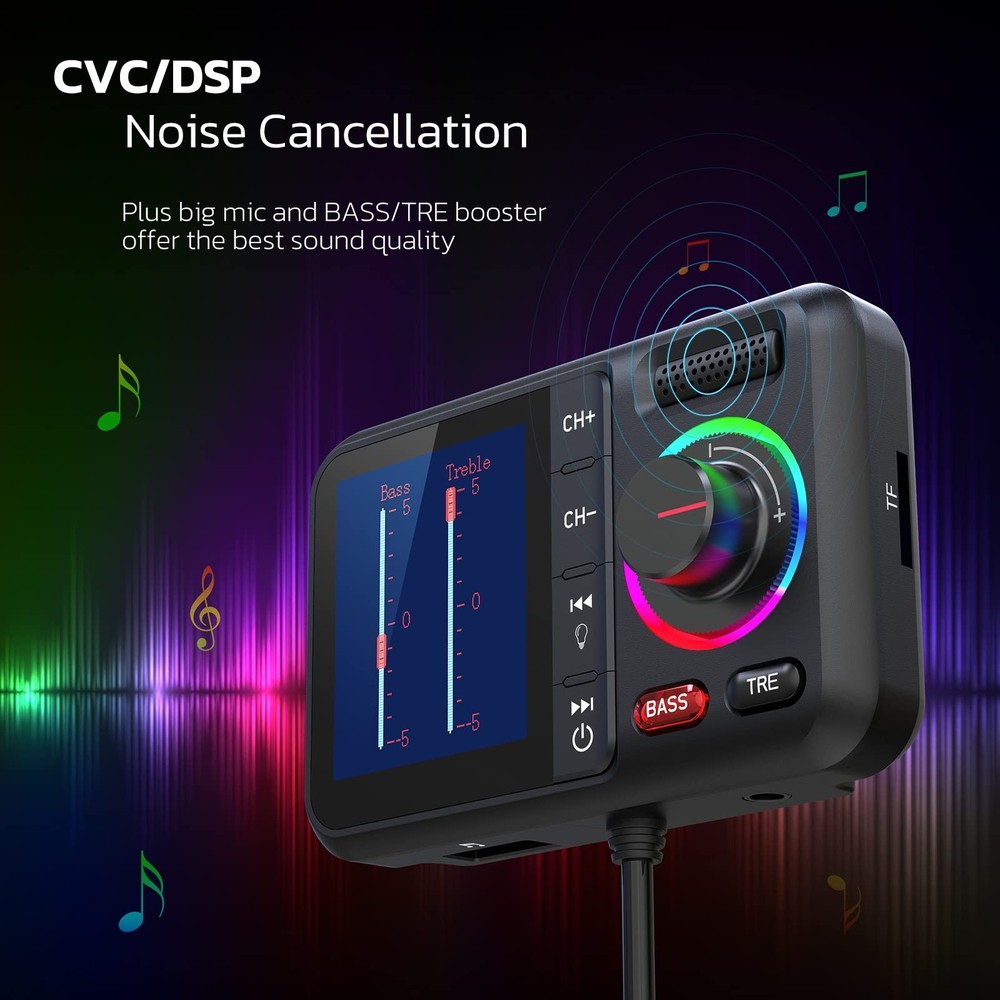 Nulaxy Bluetooth FM Transmitter for Car, Wireless Car Small Black