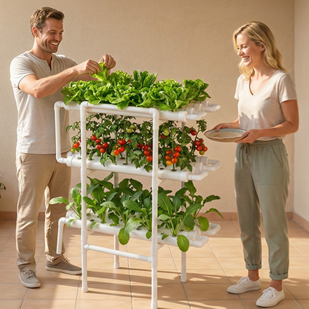 VEVOR Hydroponics Growing System Kit 108 Plants Sites 3 Layer UPVC Hydroponics