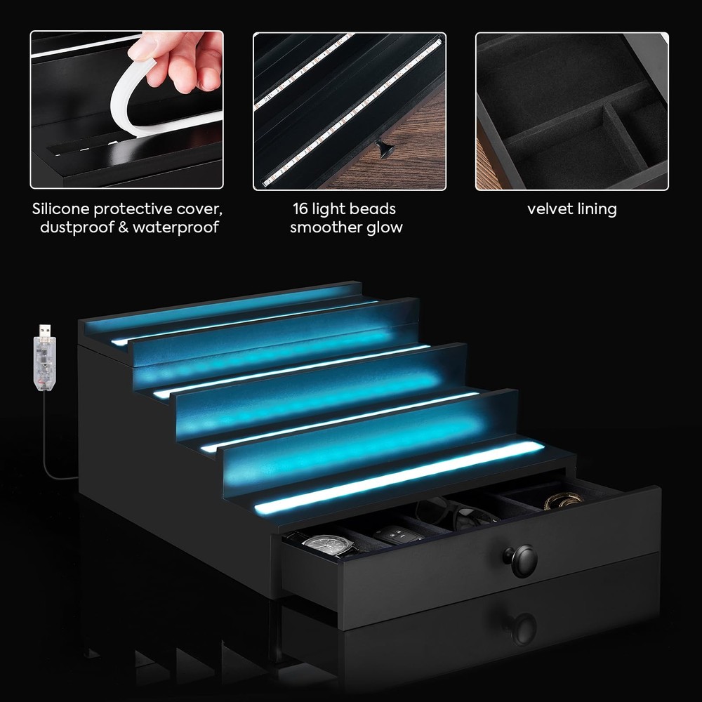 -Lighted Cologne Organizer for Men: Multi Lighting Modes Perfume Organizer wi...
