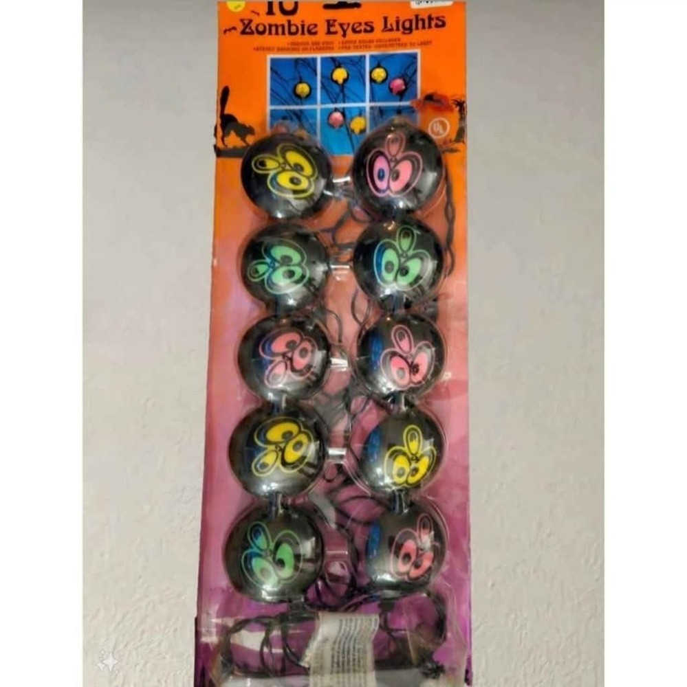 Vintage Zombie Eye Halloween String Lights WORKS 10 Lights