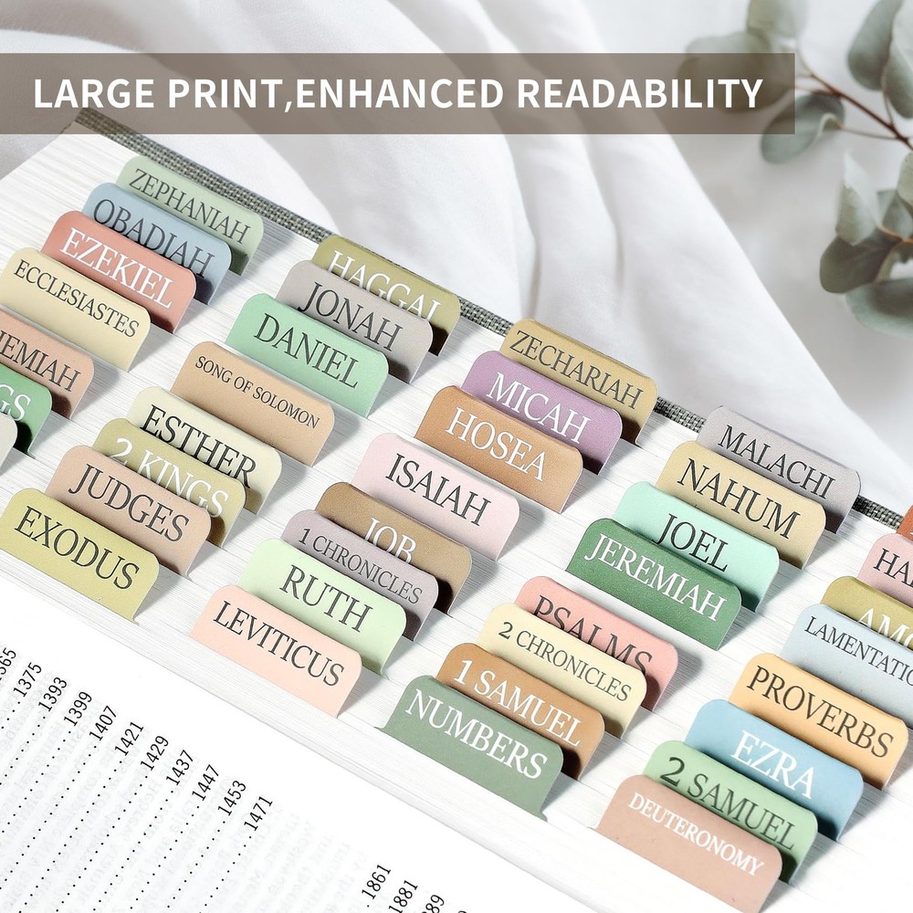 Laminated Bible Tabs for Easy Navigation | Large Print Index Tabs, Boho Theme