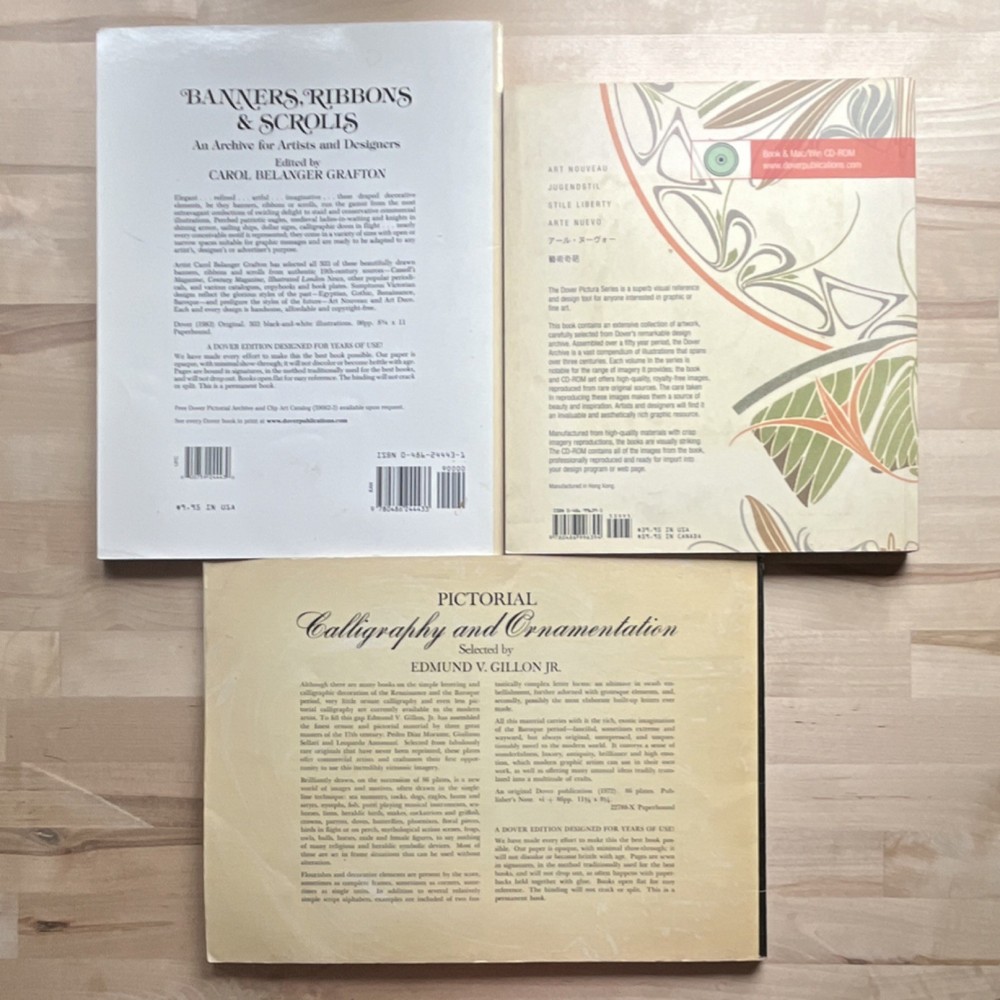Lot of 7 Dover Art Instruction Calligraphy Borders Patterns Typography