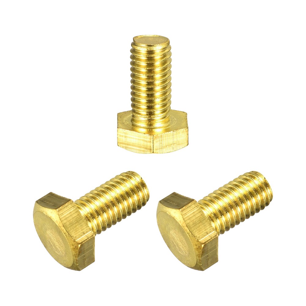 Brass Hex Bolts M10x20mm 3Pack Fully Thread Grade 4.8 Machine Screws