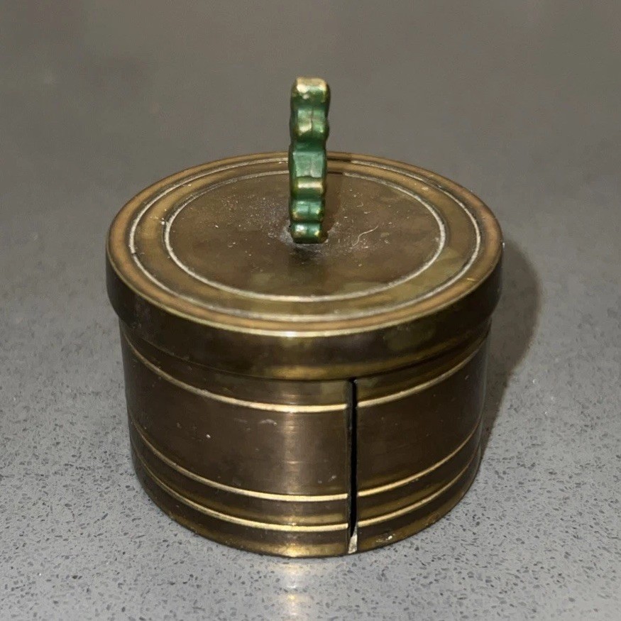 Vintage Brass Desktop Stamp Roll Dispenser Box
