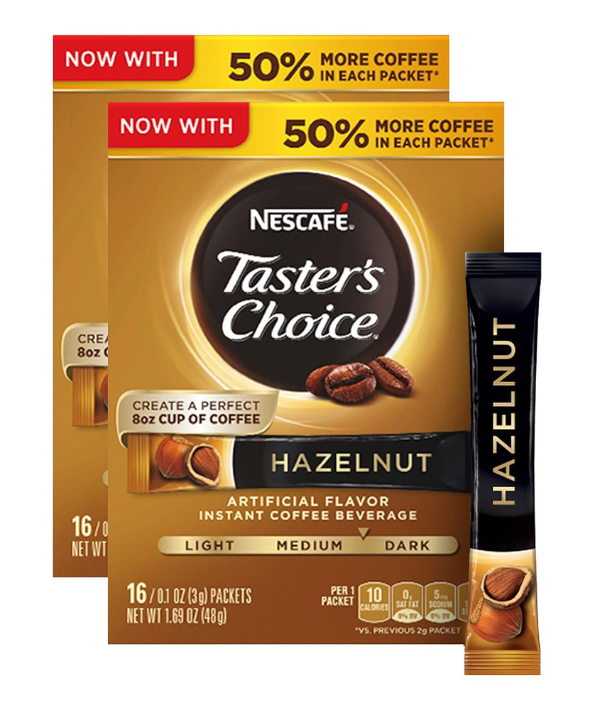 Nescafé, Taster'S Choice, Instant Coffee Beverage, Hazelnut, 16 Packets, 0.1 Oz