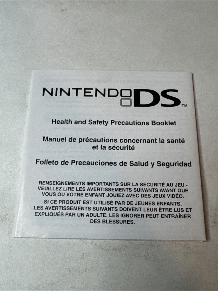 Nintendo DS Health Precautions 55878D INSERT ONLY Authentic Insert
