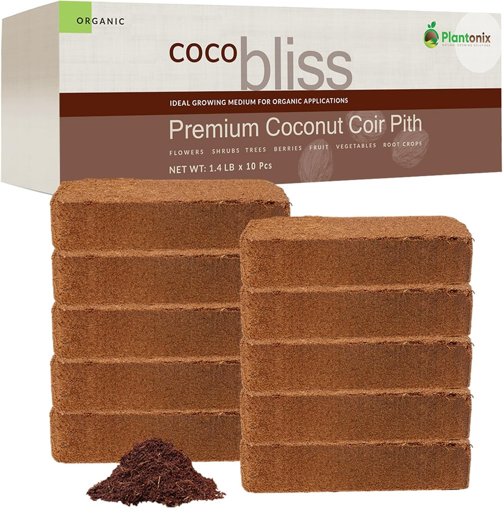 Coco Coir 650Gm Bricks (10-Pack) - Organic Coco Coir for Plants - Omri-Listed Co