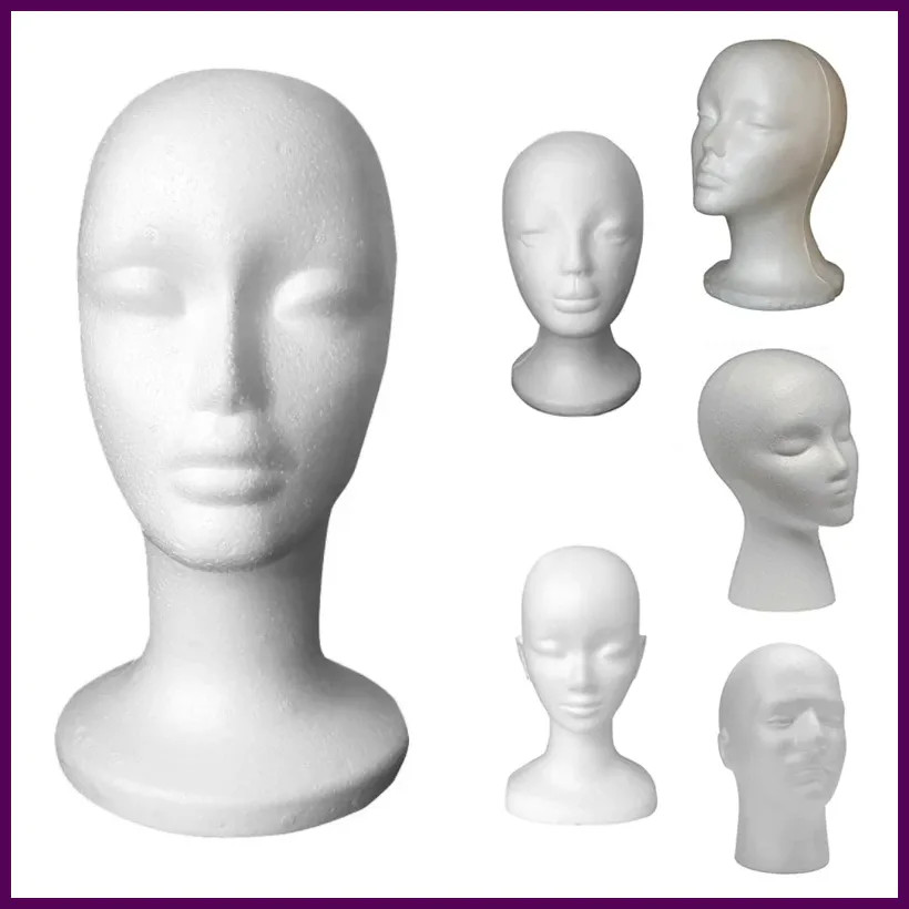 White Women Mannequin Head Model Practical Dummy Foam Head Polystyrene