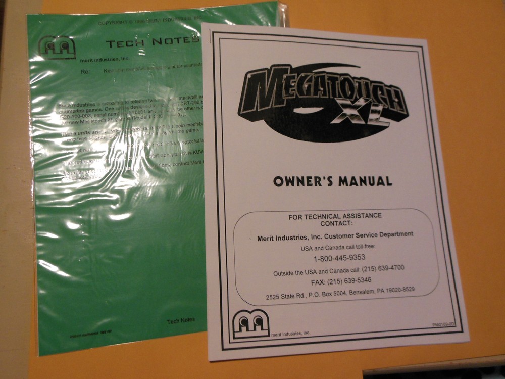 MERIT XL TOUCHSCREEN   arcade  game manual