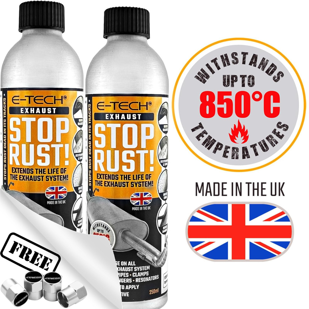 2x E-Tech Stop Rust Treatment Exhaust System 250ml Car Rust Protection ER00188+C