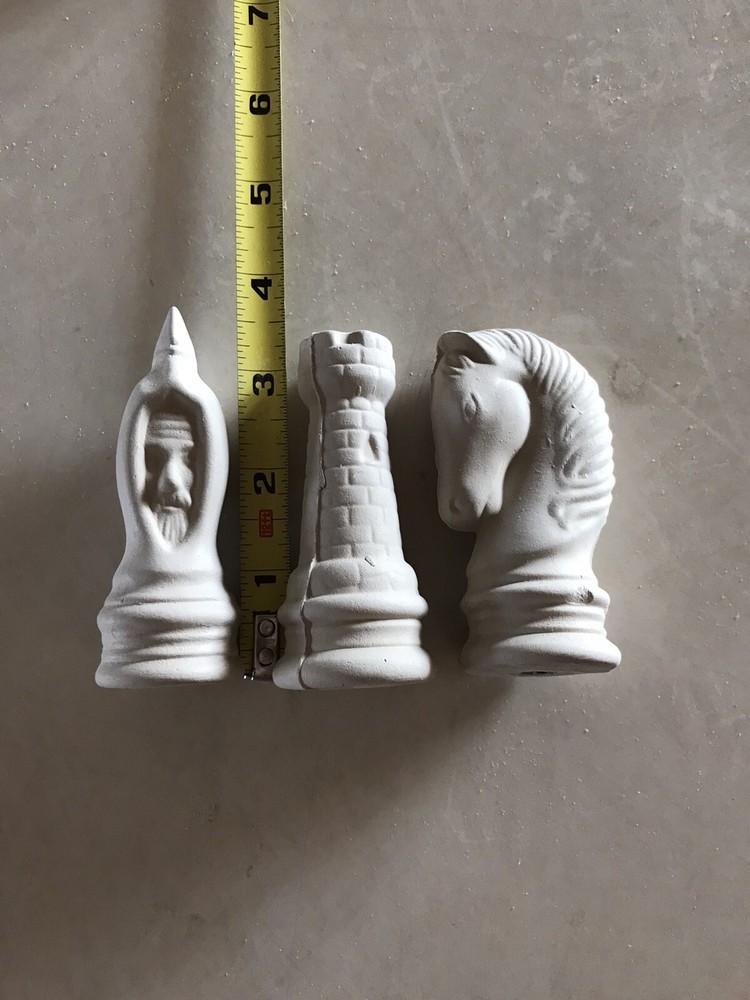 32pc Ceramic Chess Set Unpainted Unglazed Unbranded New