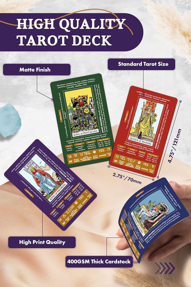 Tarot for Learning - Tarot Cards with Meanings on Them - Beginner Tarot Deck wit