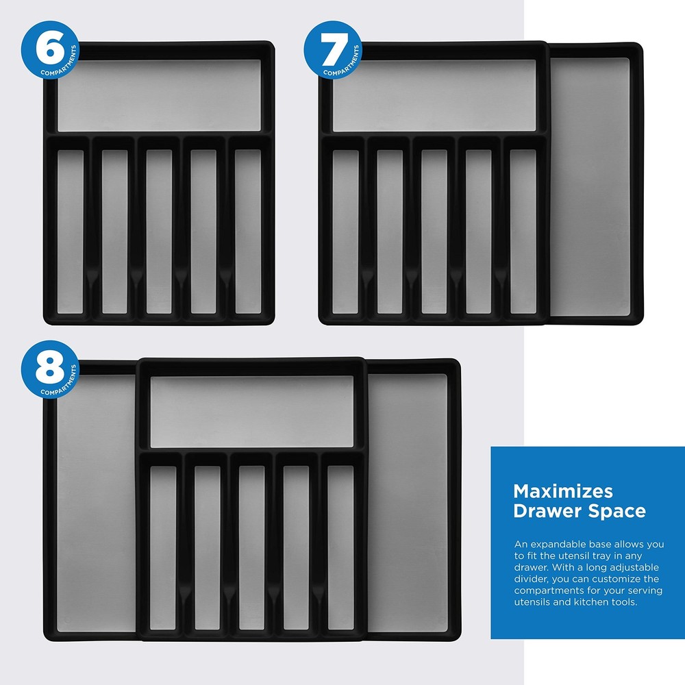 Expandable Cutlery Drawer Organizer, Flatware Drawer Tray for Silverware, Ser...