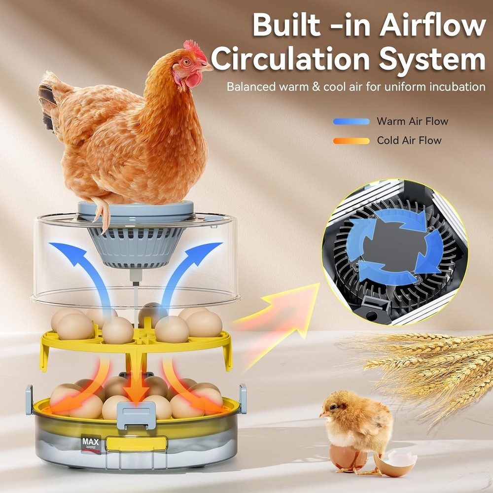 20 Egg Incubator with Auto Rotation, Temperature & Humidity Control