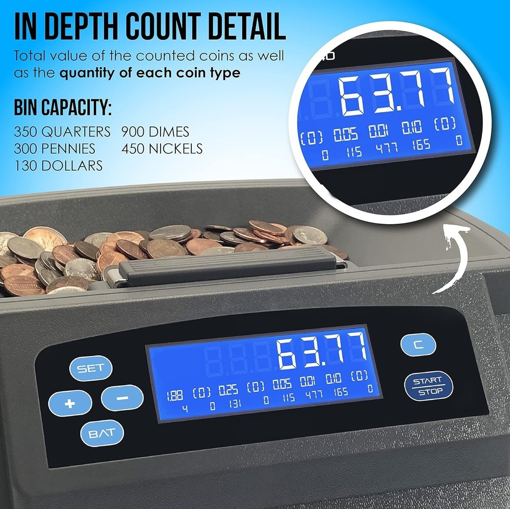 Coin sorter and wrapper machine manual with crank money change counter sorting