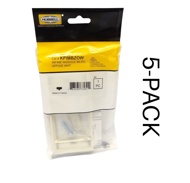 5-Pack Hubbell Kpimbzow Infine Module Bezel Office White