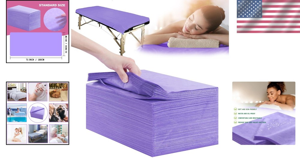 Breathable Waterproof Disposable Massage Table Sheets, 100 Count, 31" x 71"