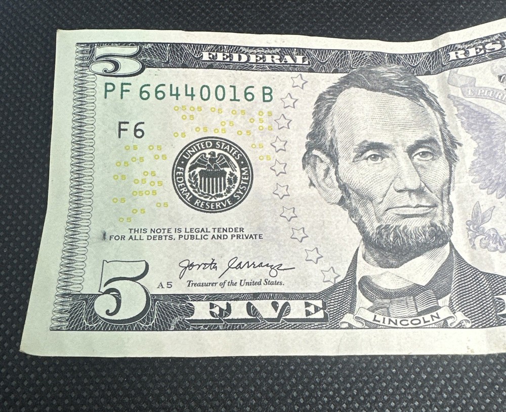 2017A Federal Reserve Note Over Inking ERROR $5 Five Dollar Bill