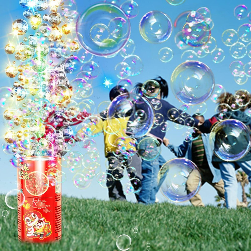 Fireworks Bubble Machine With 80 Ml Bubble Solution, Portable Automatic Bubble