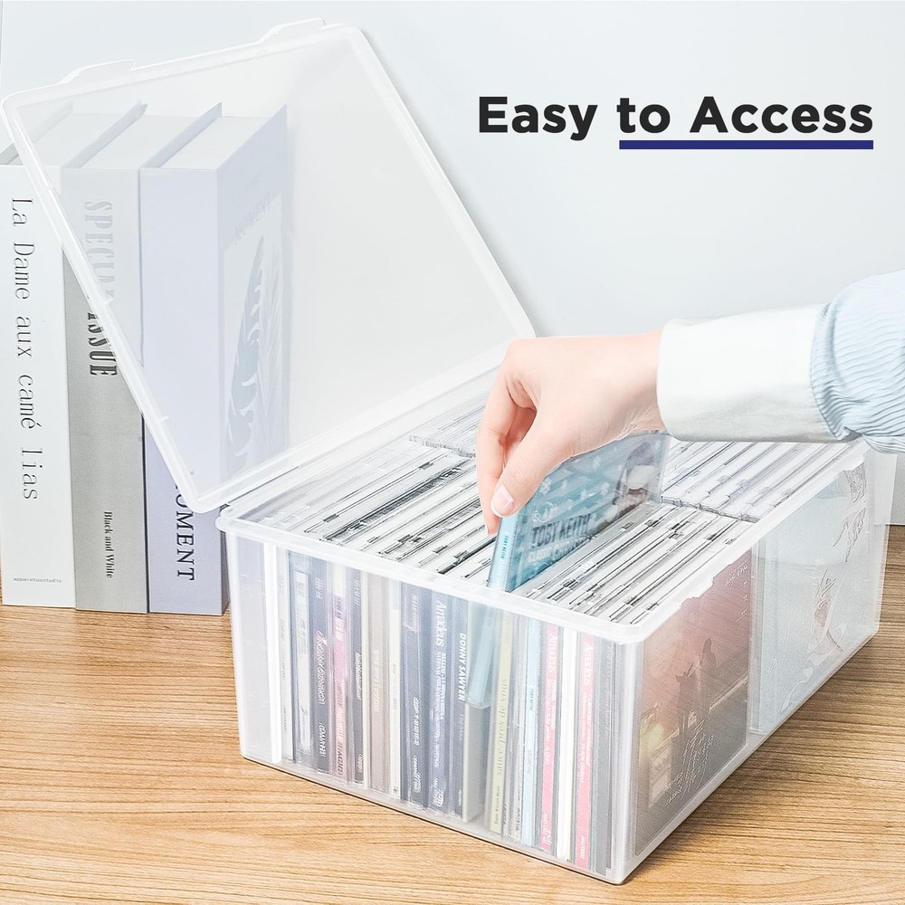 Plastic CD Storage Box 40+ CDs Clear DVD Storage Case