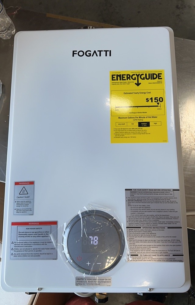 【99% NEW】FOGATTI Tankless Water Heater Natural Gas 6.3GPM 145,000BTU Whole House