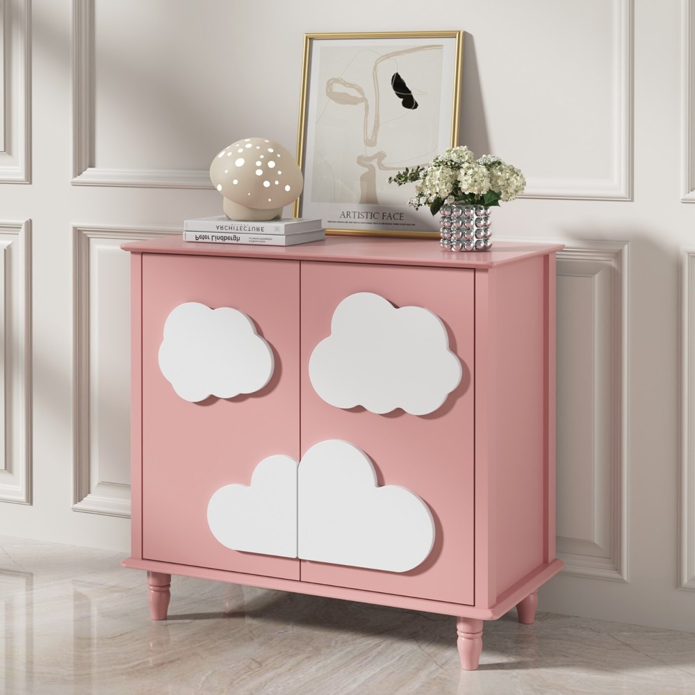 2 Doors 31.5"W Cute Cloud Shap Accent Cabinets