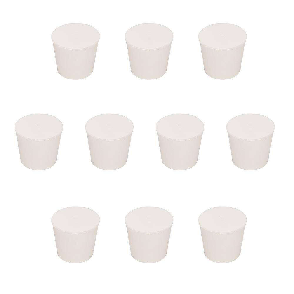 Solid Rubber Stoppers 10-Pack 6# White Tapered Lab Seal Rubber Stoppers