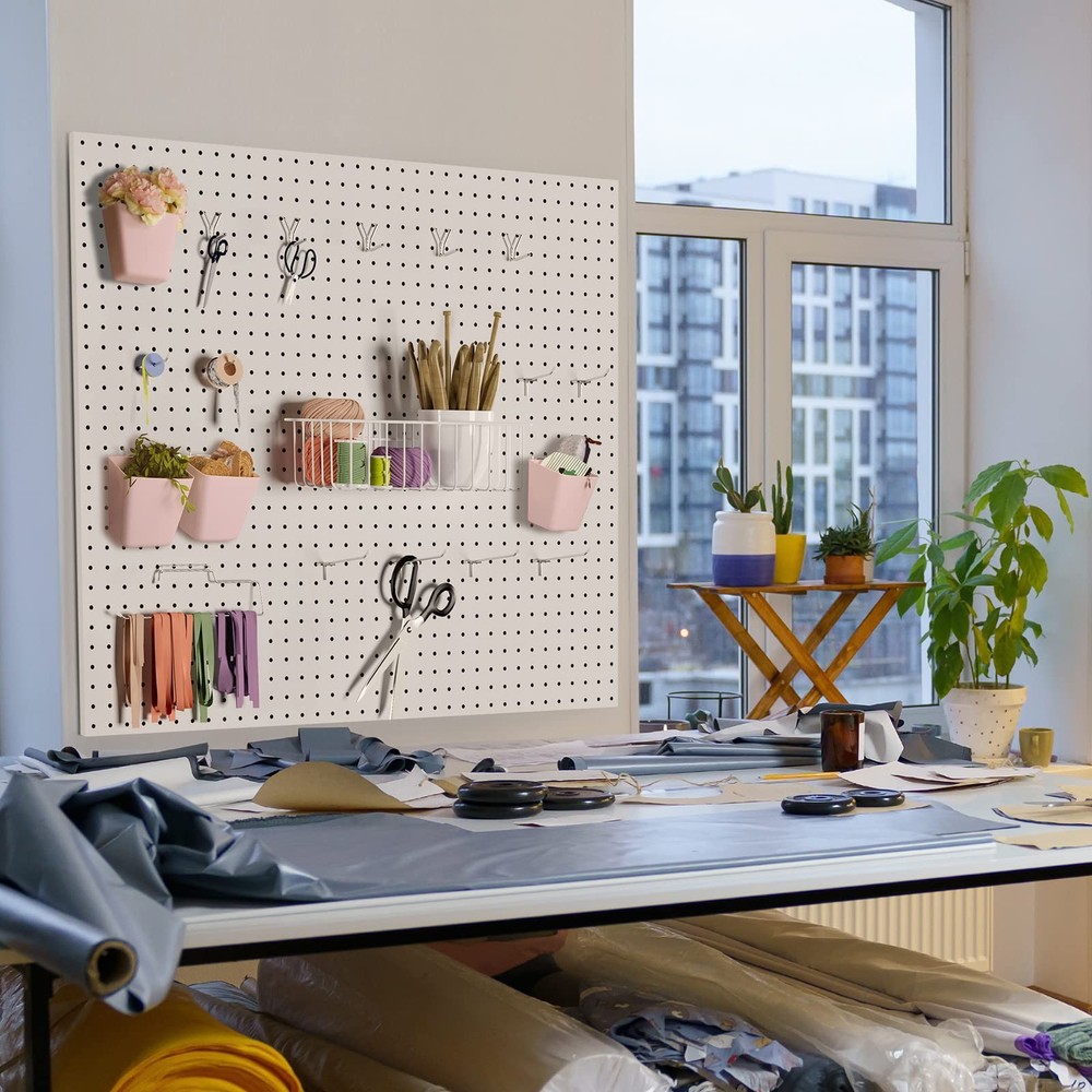 G.CORE Peg Board Organizer 21 Pack, Pegboard Multi-size, White & Pink